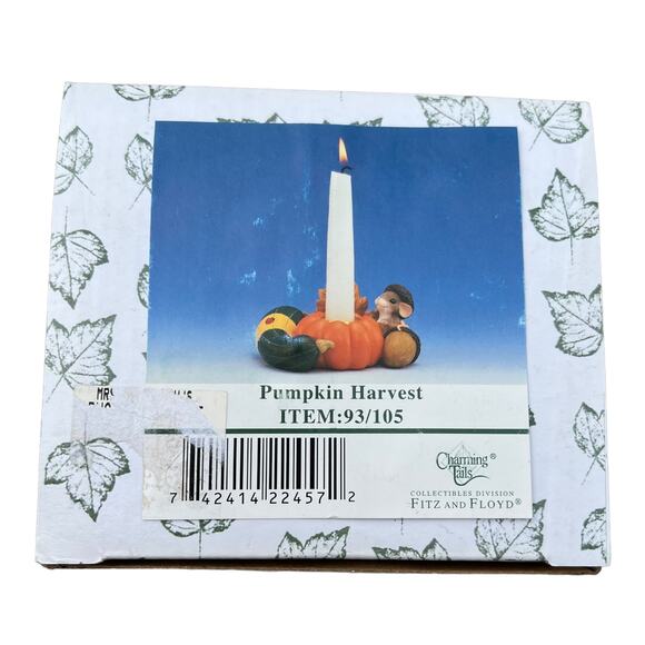 Charming Tails by Fitz and Floyd 2000 "Pumpkin Harvest" Candle Holder - Picture 2 of 7